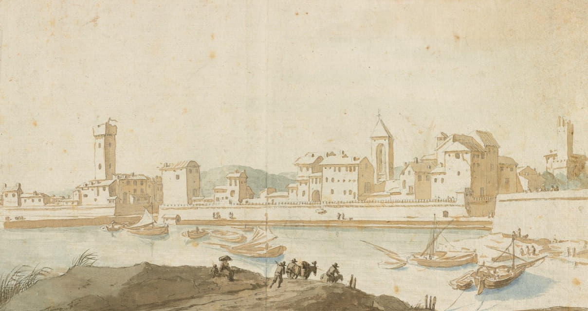 带有港口墙的Civitavecchia视图
