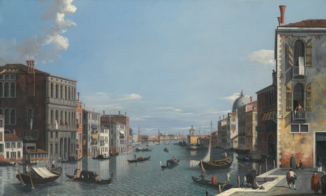 Venetian School - Venice, The Grand Canal, Looking East, Towards The Dogana