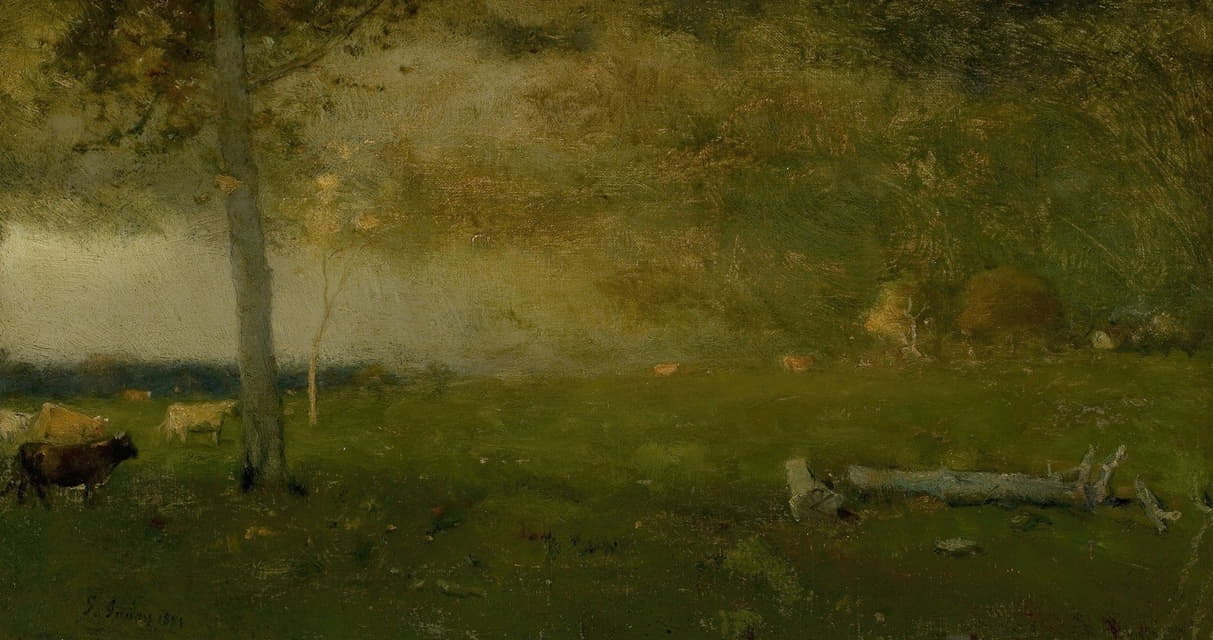 George Inness - Landscape (Cattle in Storm)