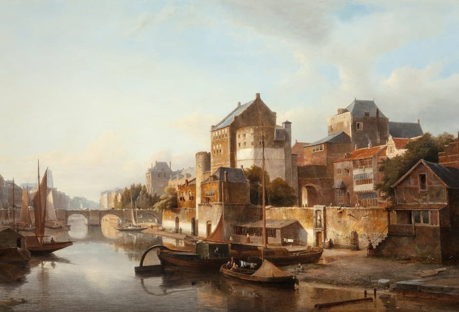 Kasparus Karsen - A view of a town by a river