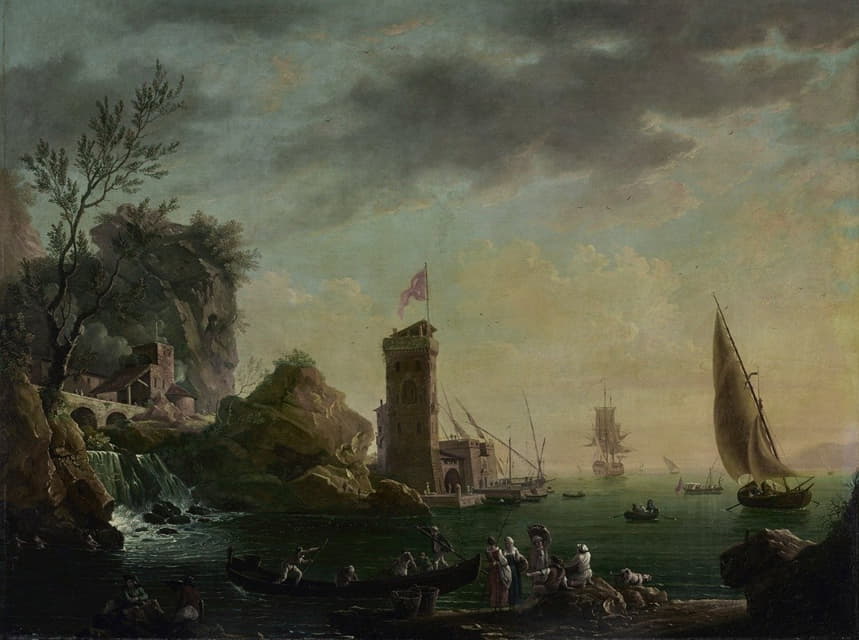 Thomas Patch - A Mediterranean seaport with fisherfolk in the foreground