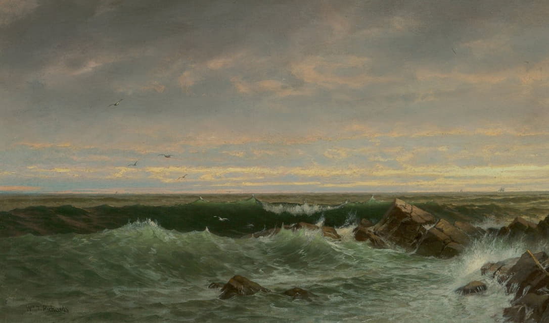William Trost Richards - The Evening Sea, Brigantine, Shoals