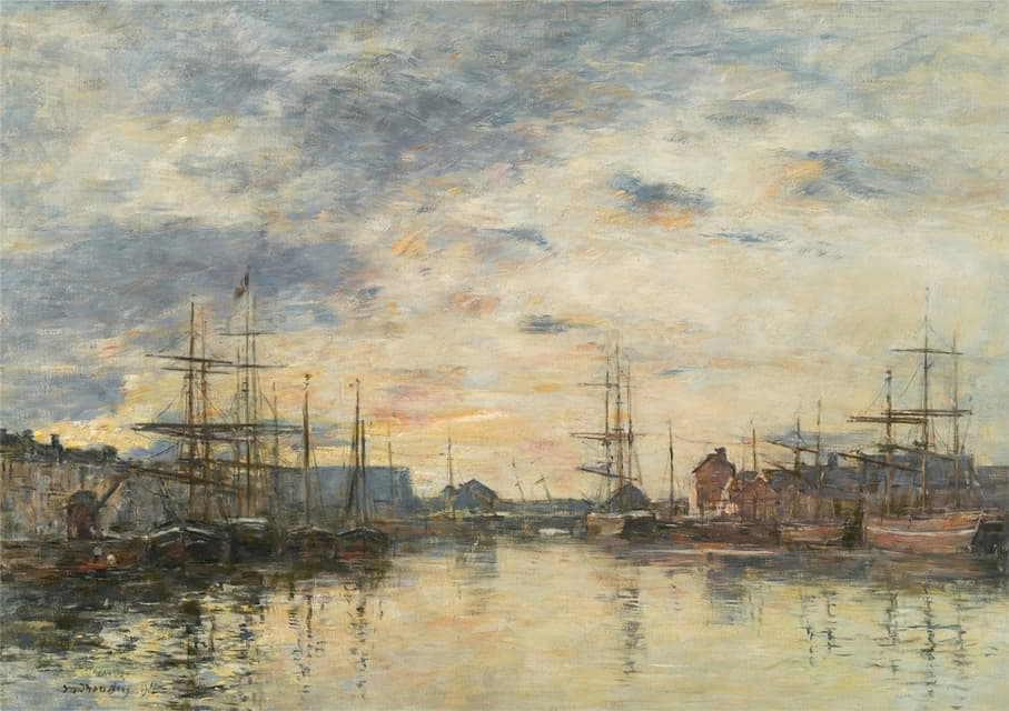 Eugène Boudin - Fécamp, Le Bassin au coucher du soleil