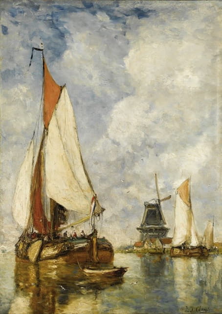 Jean Paul Clays - Moored Ships at Harbour