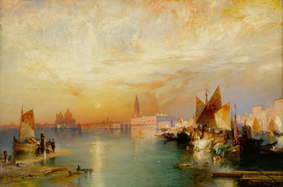 Thomas Moran - Sunset Santa Maria and the Ducal Palace, Venice