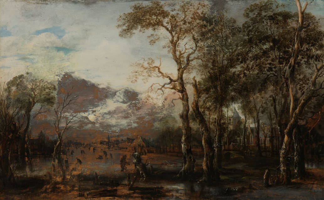 Aert van der Neer - Wooded Landscape with Hunter
