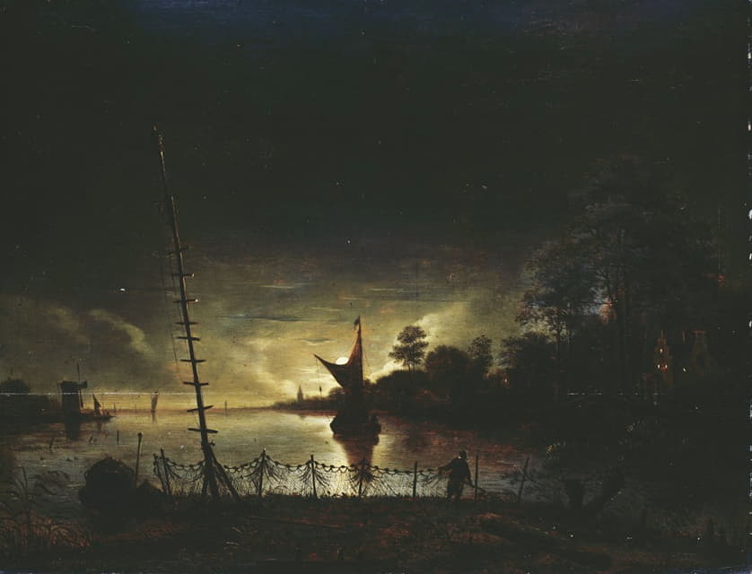Anthonie van Borssom - Moonlit Landscape