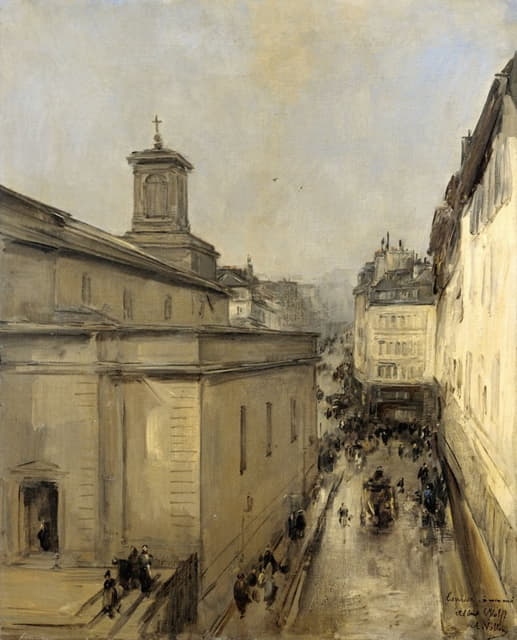 巴黎洛雷特圣母院教堂和弗雷切街视图
