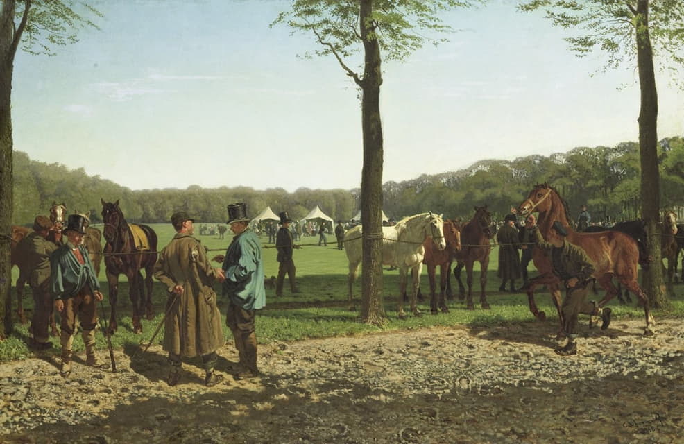 Cornelis Albertus Johannes Schermer - Horse Fair on the Maliebaan at The Hague