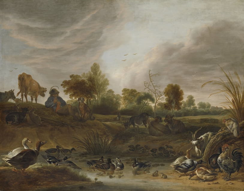 Cornelis Saftleven - Landscape with animals