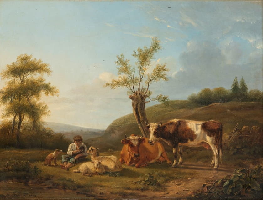 Hendrik Stokvisch - Landscape with Cattle near Darthuizen