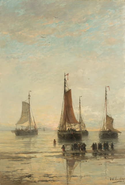 Hendrik Willem Mesdag - Bluff-Bowed Scheveningen Boats at Anchor