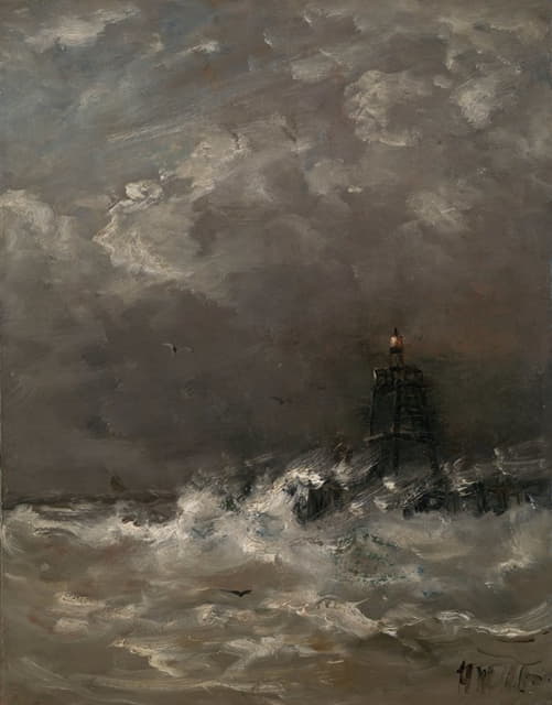 Hendrik Willem Mesdag - Lighthouse in Breaking Waves