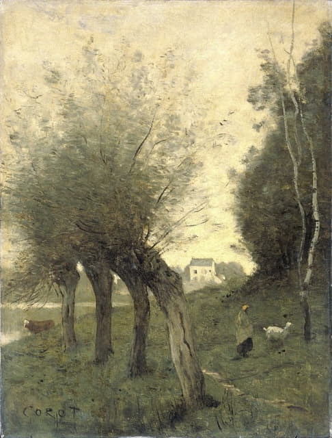 Jean-Baptiste-Camille Corot - Landscape with Pollard Willows