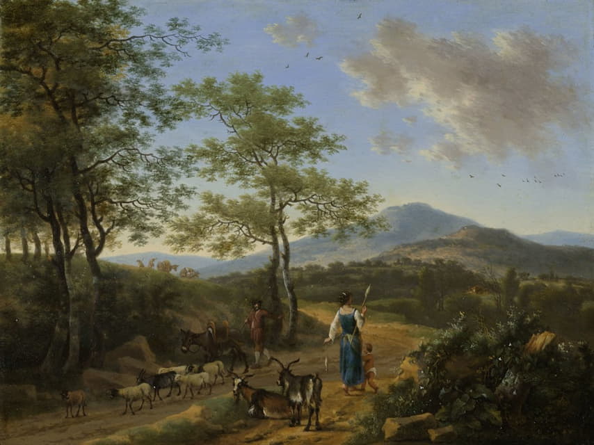 Willem de Heusch - Italian Landscape with Herdsmen