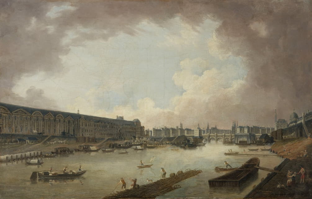 Pierre-Antoine Demachy - La Grande Galerie, le Pont-Neuf et l’île de la Cité, vus du Pont Royal.