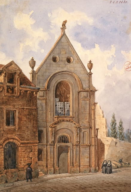 Auguste-Sébastien Bénard - Vue de l’extérieur d’une chapelle.