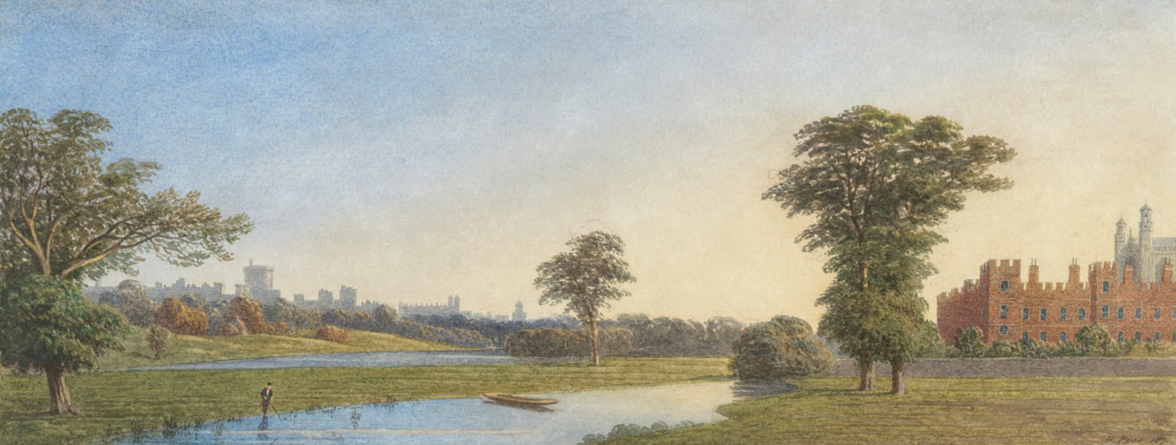 George Pyne - Windsor Castle and Eton College from Fellows’ Eyot, River Thames