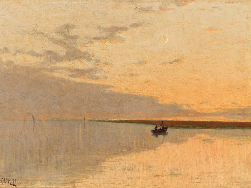 Guglielmo Ciardi - Barca al tramonto (Boat at Sunset, Venice)