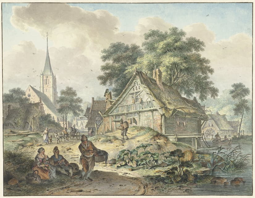 Hendrik Meijer - Vervallen woning en dorpskerk