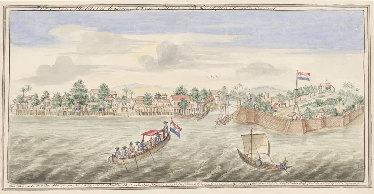 Jan Keldermans - Gezicht op Malakka vanaf zee