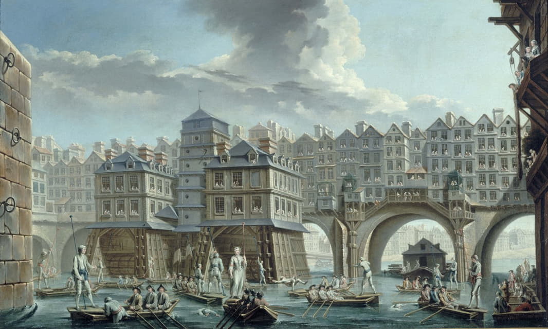 Nicolas Jean-Baptiste Raguenet - La joute des mariniers, entre le pont Notre-Dame et le pont au Change