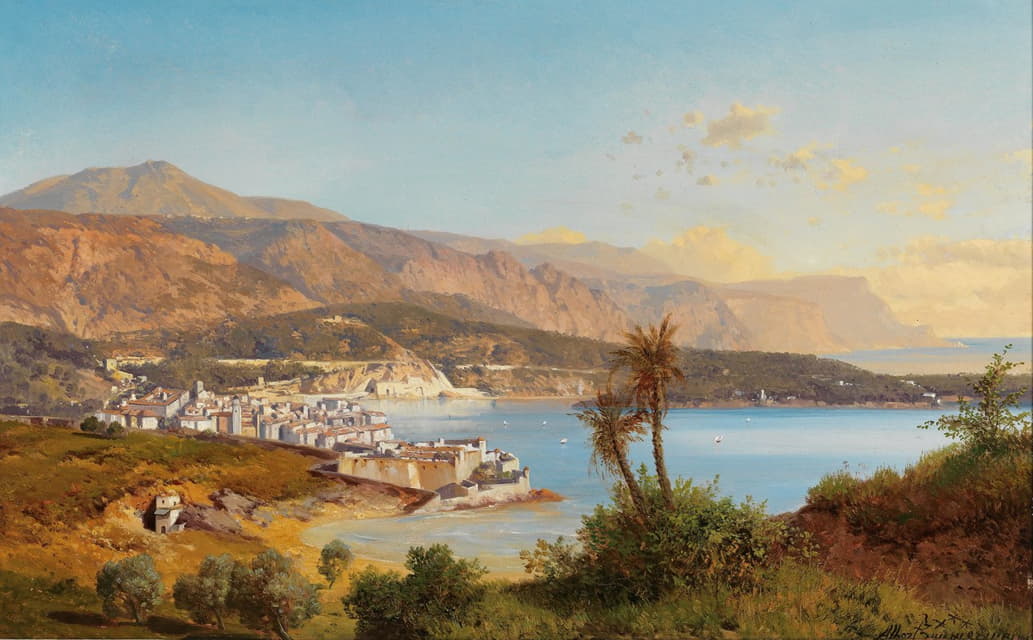 Albert August Zimmermann - Blick über die Bucht von Villefranche-sur-Mer