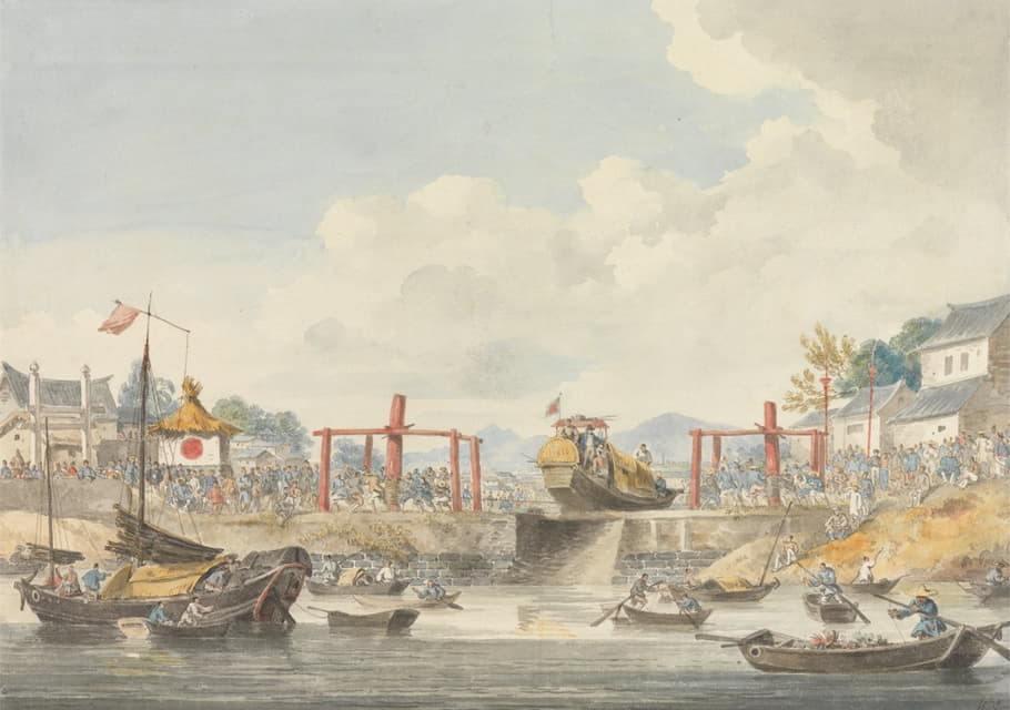 1793年11月16日，大使馆的驳船从一条运河升到另一条运河，从韩秋福到Tchu San
