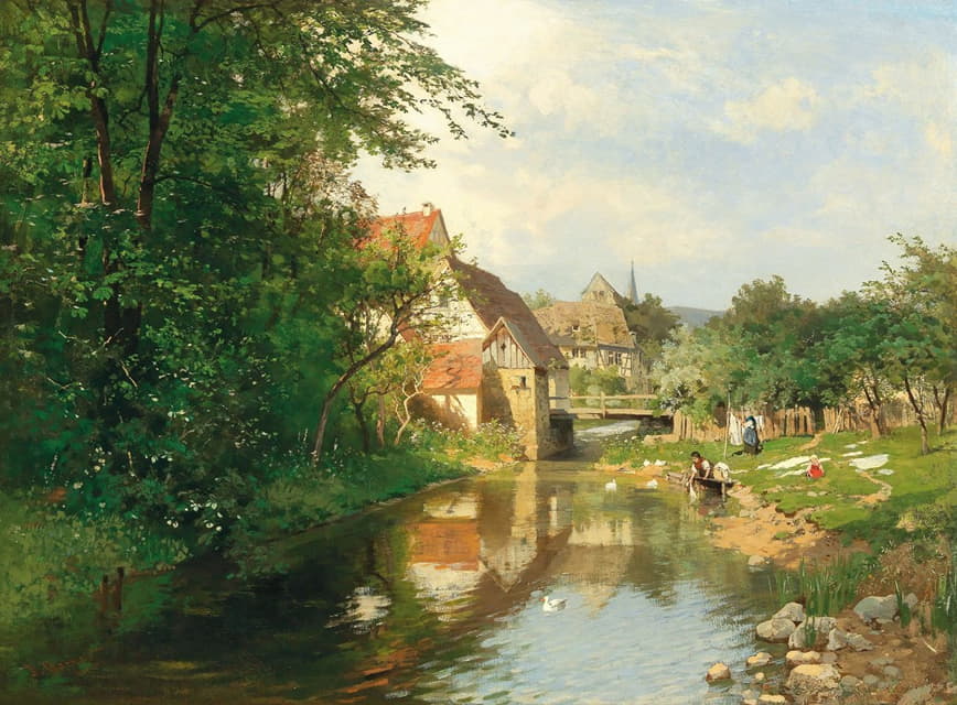 Hugo Darnaut - A village by the river