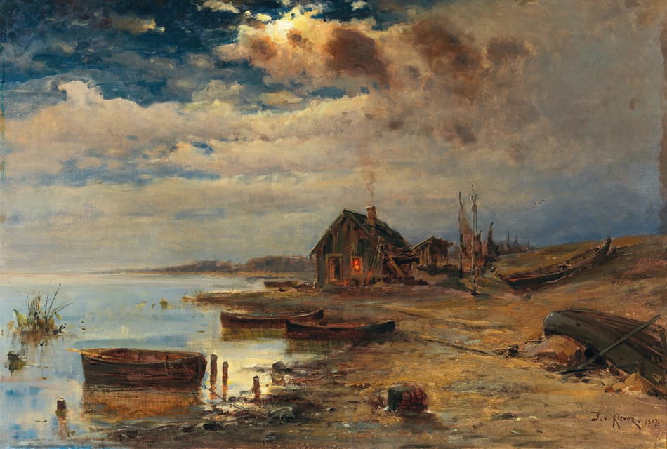 Julius Sergius Klever - Scene at dusk on the Baltic coast