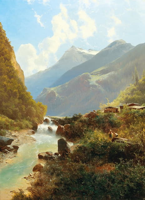 Leopold Heinrich Vöscher - By the Mountain Torrent