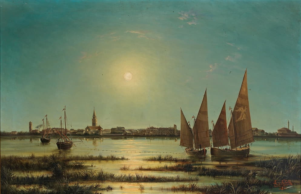 Ludwig Rubelli von Sturmfest - Blick auf Venedig im Mondlicht