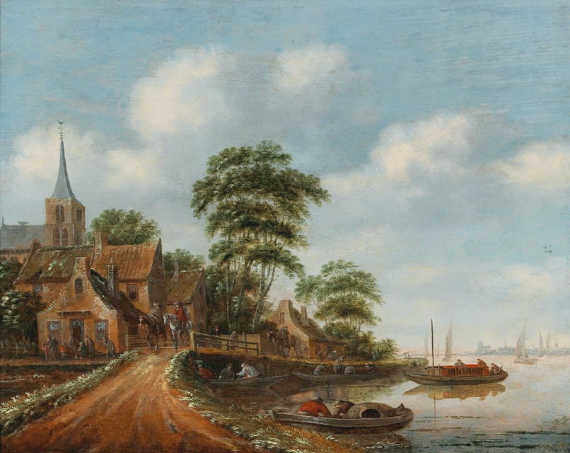 Thomas Heeremans - A village on the banks of a river