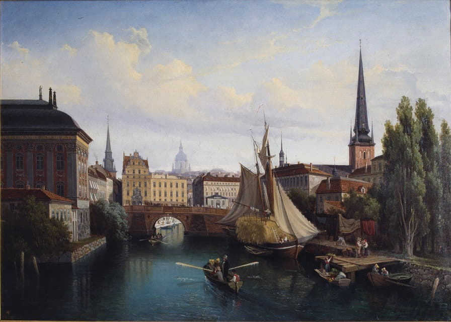 Gustaf Wilhelm Palm - View of the Riddarholmskanalen, Stockholm, 1835