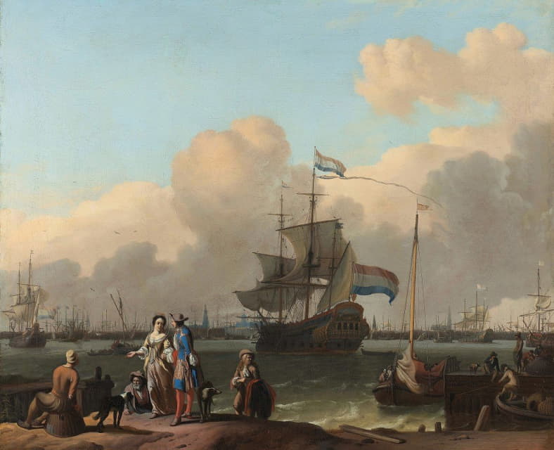 Ludolf Bakhuysen - The Y at Amsterdam, with the Frigate ‘De Ploeg’