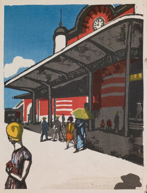 Onchi Kōshirō - Tokyo Station, from the series ‘Recollections of Tokyo’