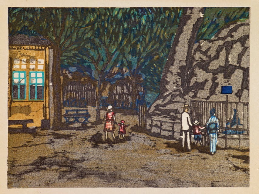 Onchi Kōshirō - Ueno Zoo, from the series ‘Recollections of Tokyo’