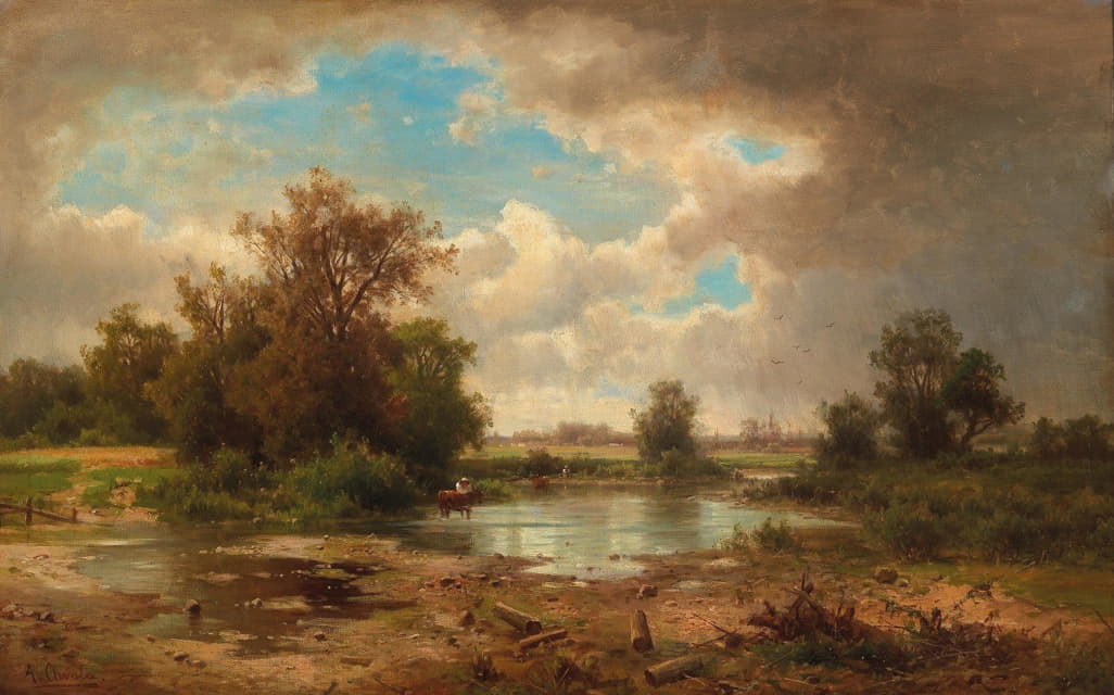 Adolf Chwala - Open Landscape With Pond