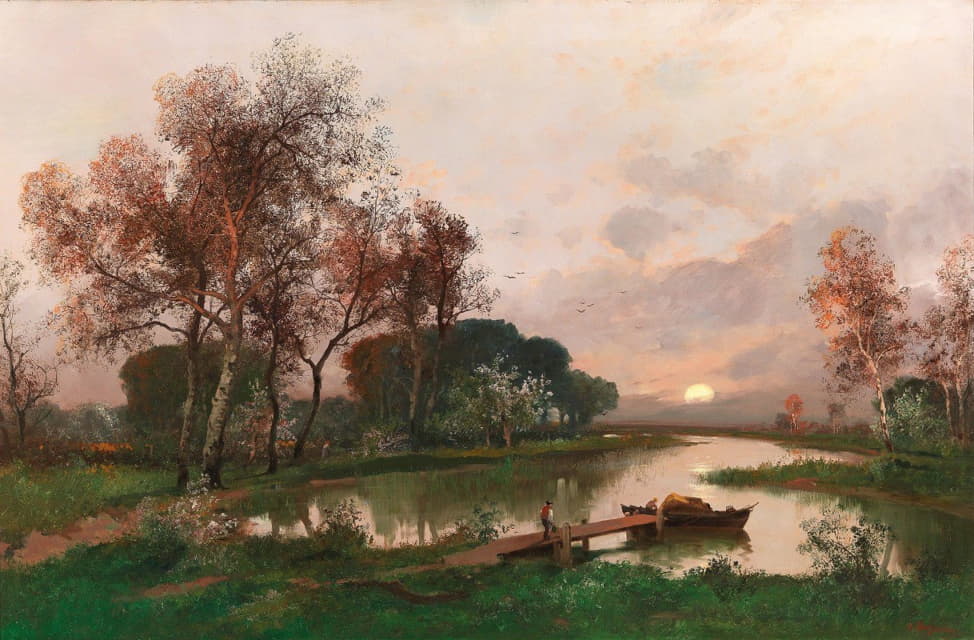 Adolf Kaufmann - A Landscape On The Pond