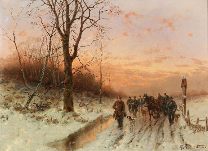 Désiré Thomassin - Returning Home From The Hunt At Sunset