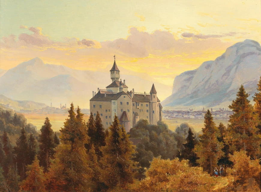 Edmund Von Wörndle - View Of Schloss Ambras Near Innsbruck