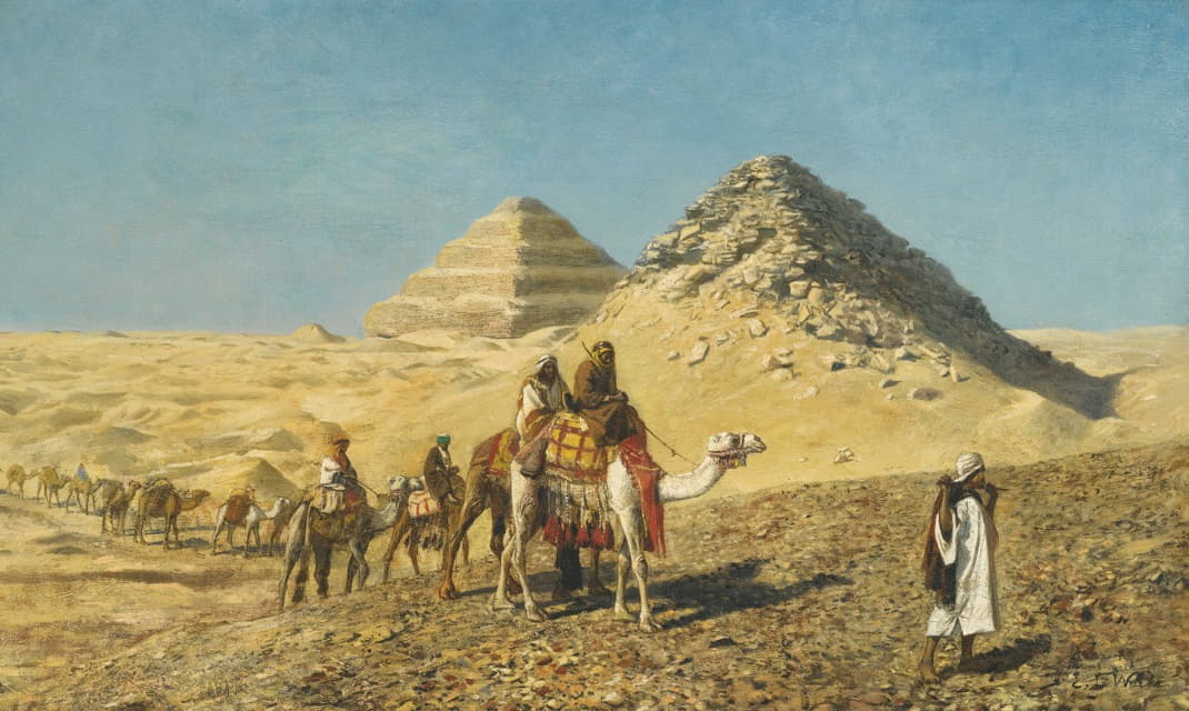 埃及金字塔中的骆驼队