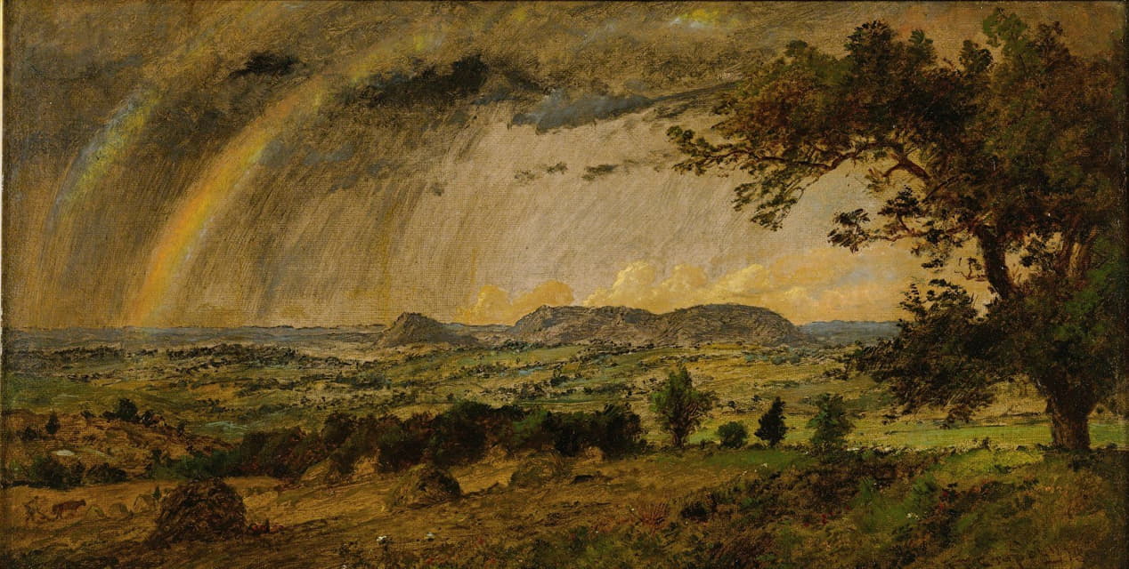 Jasper Francis Cropsey - A Passing  Shower Over Mts. Adam And Eve