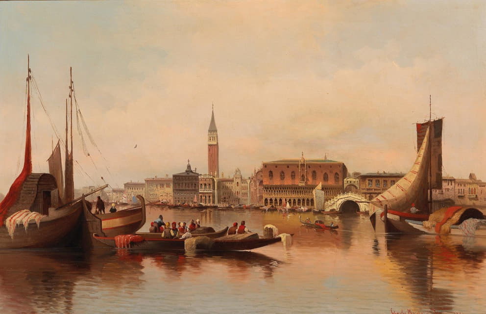 Karl Kaufmann - Venetian Scene With View Of St Mark’s Square