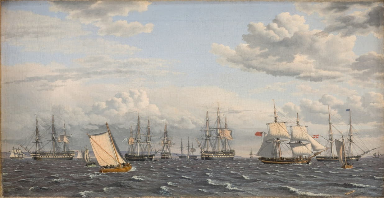 C.W. Eckersberg - A Russian Fleet at Anchor near Elsinore
