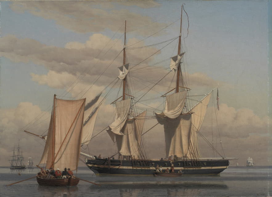 C.W. Eckersberg - An American Naval Brig Lying at Anchor while Her Sails Are Drying