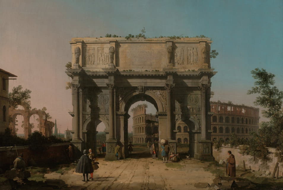 Canaletto - View of the Arch of Constantine with the Colosseum