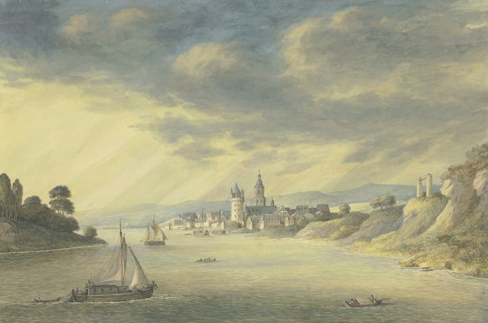 Georg Melchior Kraus - Ansicht von Eltville am Rhein