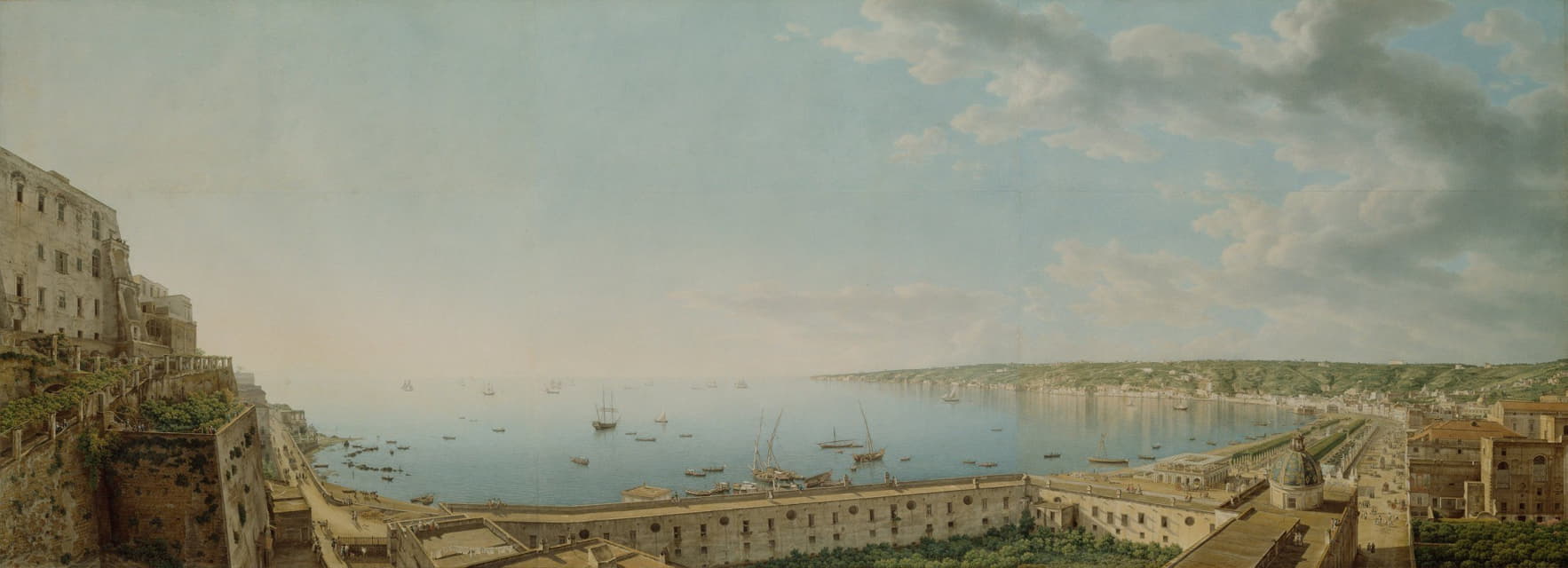 Giovanni Battista Lusieri - A View of the Bay of Naples, Looking Southwest from the Pizzofalcone Toward Capo di Posilippo