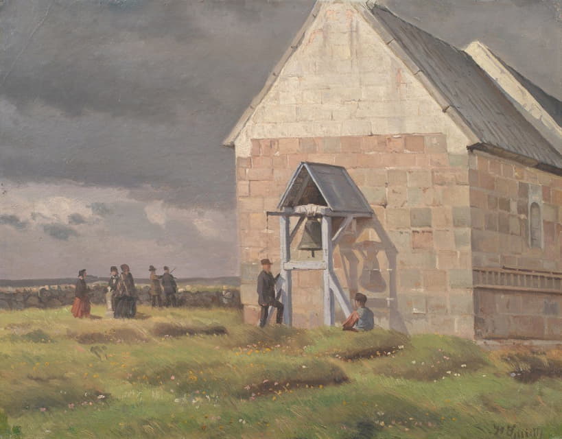 Hans Smidth - A Storm Brewing behind Nørre Vium Church, Jutland